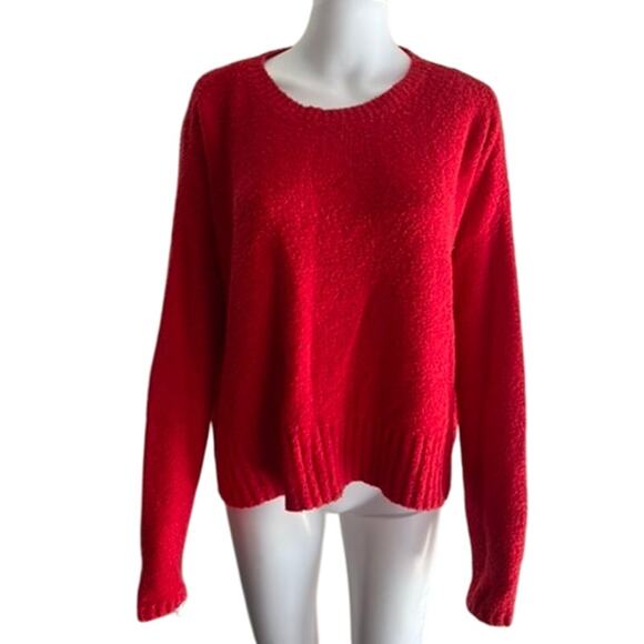 Eileen Fisher Sweater Red Wool Blend Sweater Medium Cozy Textured Knit Pullover - Picture 1 of 6